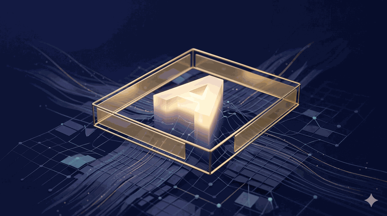 구글 SGE 상위 노출을 위한 Q-A-V 프레임워크를 상징하는 프리미엄 3D 일러스트