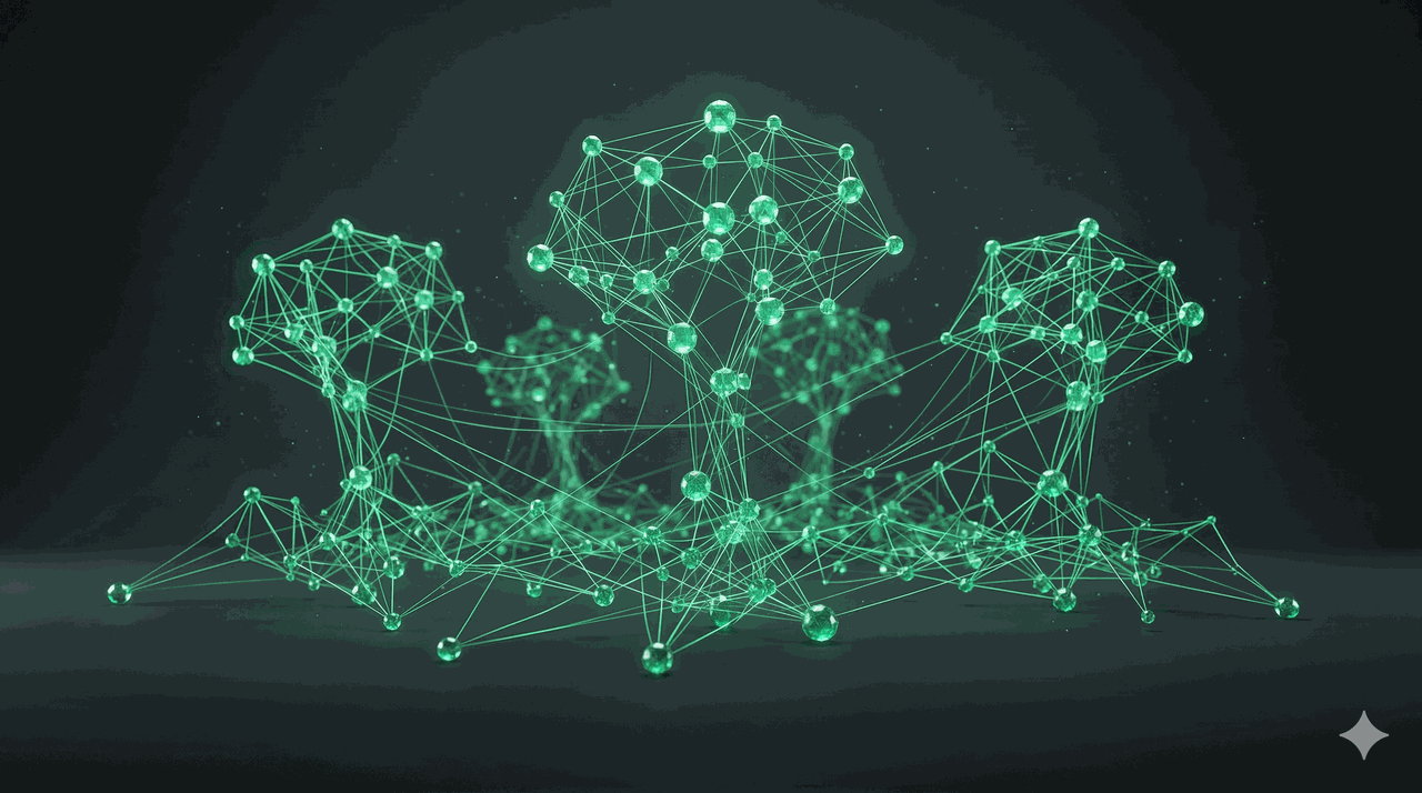 키워드 간의 유기적인 관계와 검색 의도를 숲처럼 표현한 프리미엄 3D 일러스트